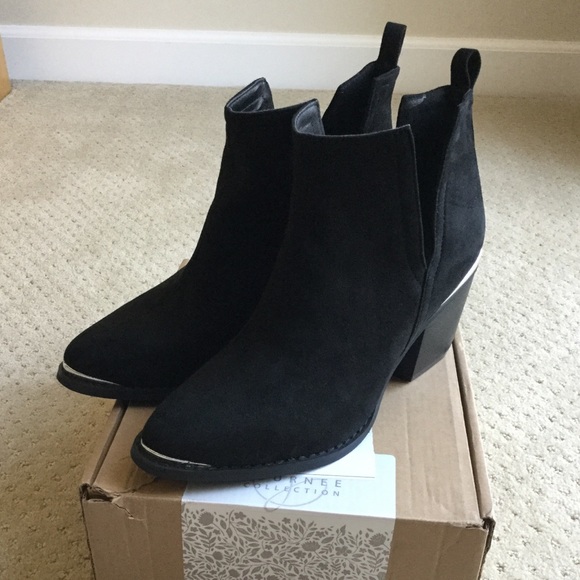 cognac peep toe booties